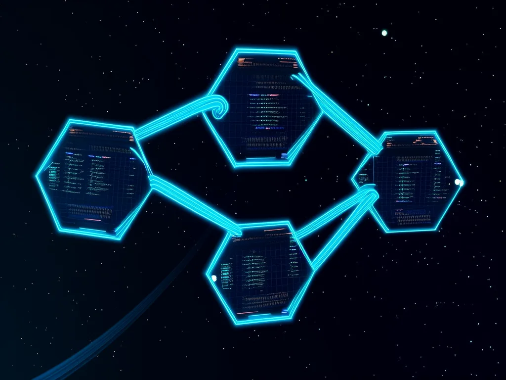 Abstract visualization of relational database tables connect
