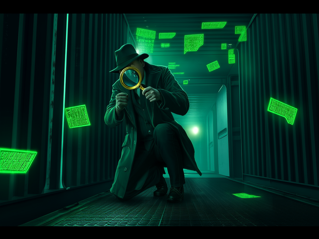 Debugging inside a container detective with magnifying glass