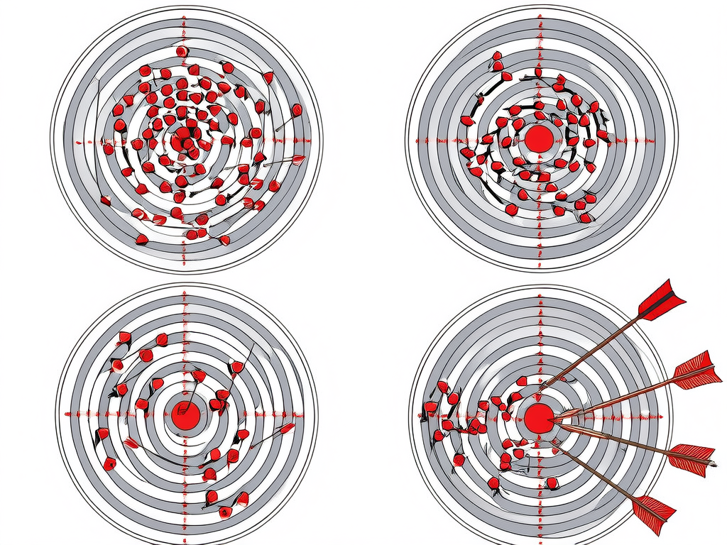 Bias variance tradeoff archery target scattered vs centered