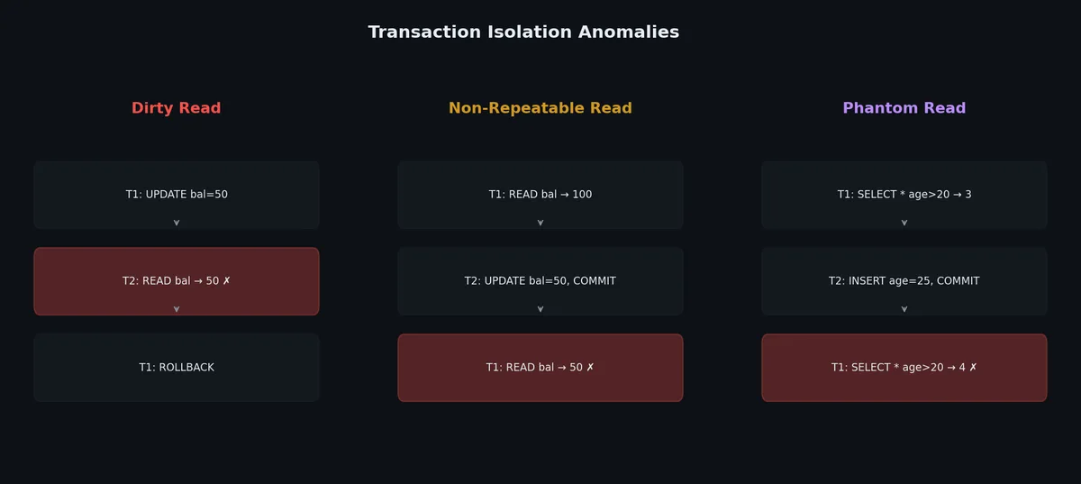 Isolation level anomalies