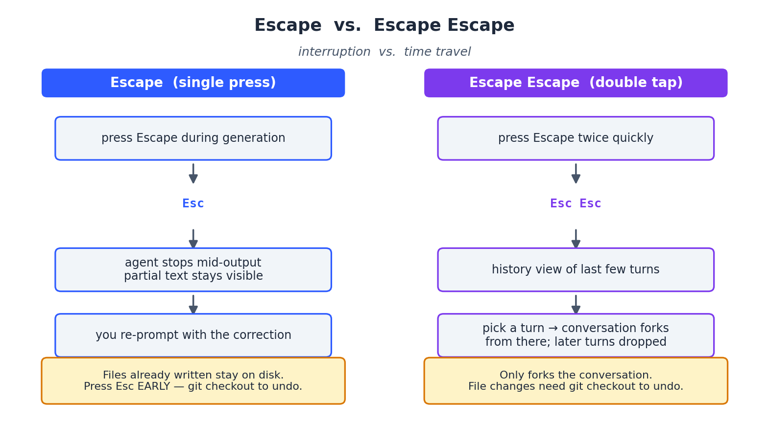 Escape vs. Escape Escape — interruption vs. time travel