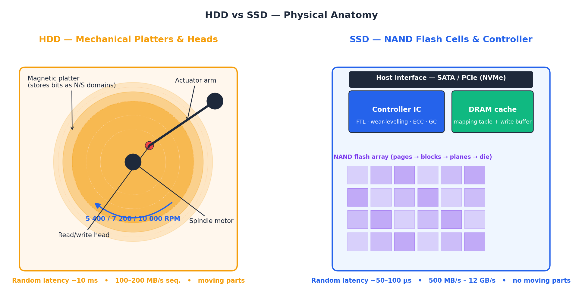 HDD vs SSD physical anatomy