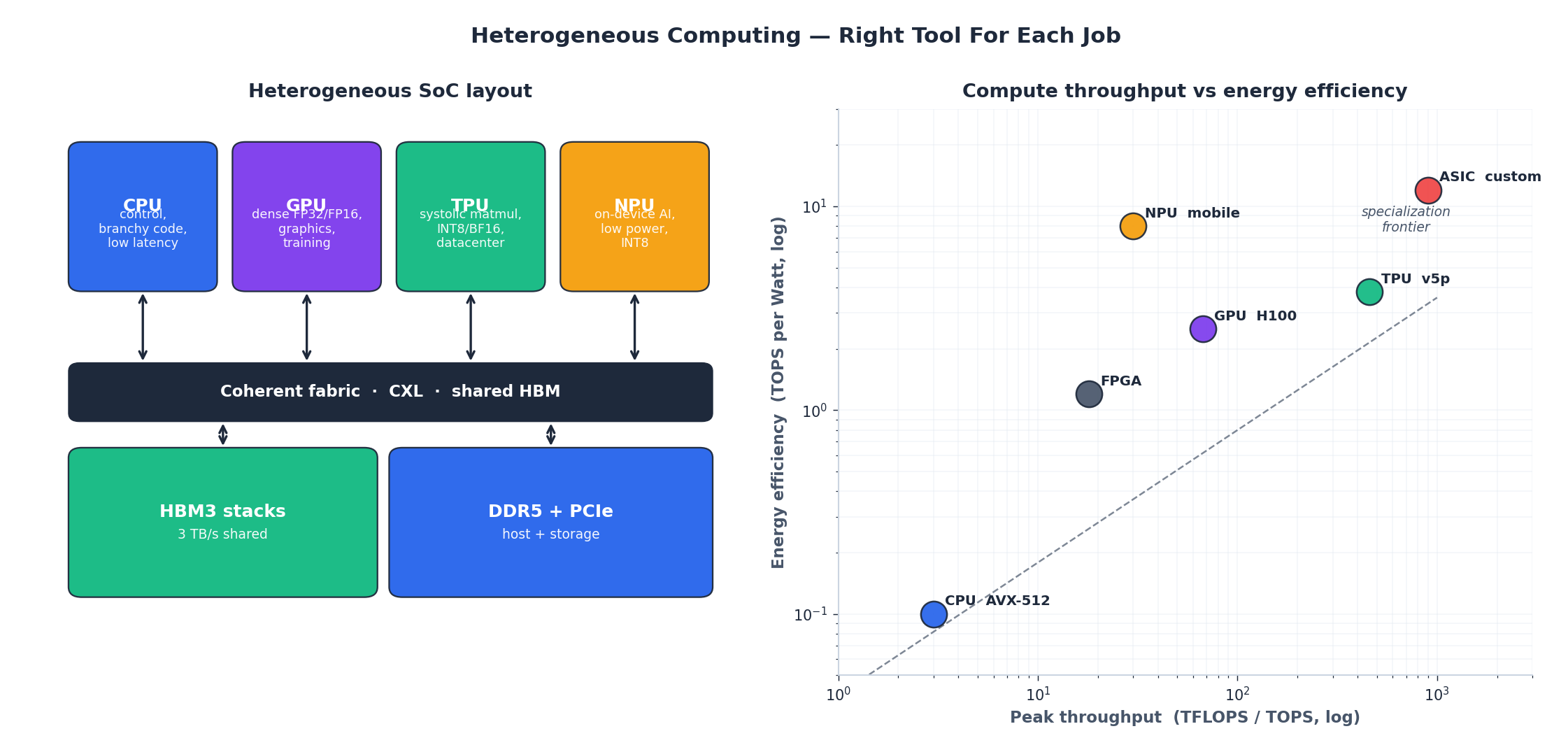 Heterogeneous SoC and throughput vs efficiency