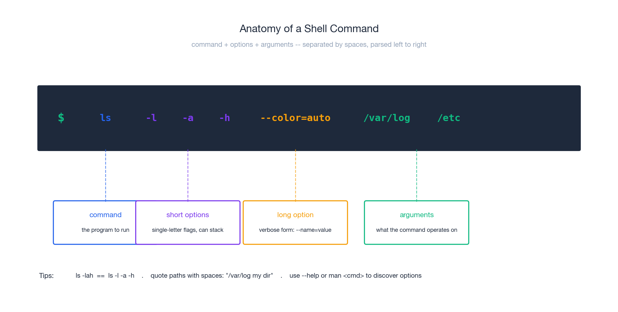 Anatomy of a shell command