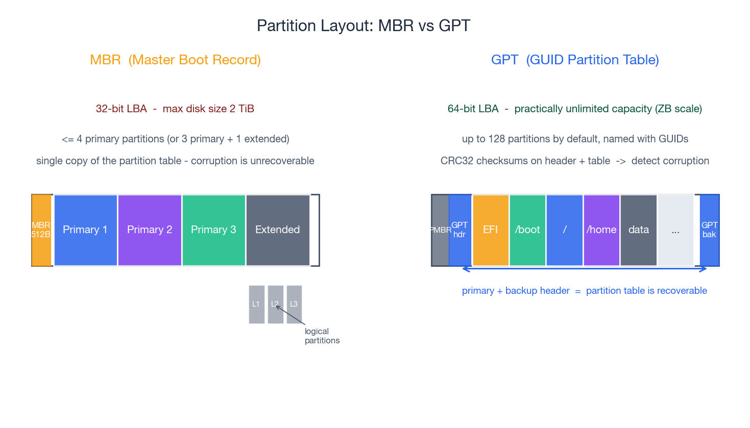 MBR vs GPT partition layout