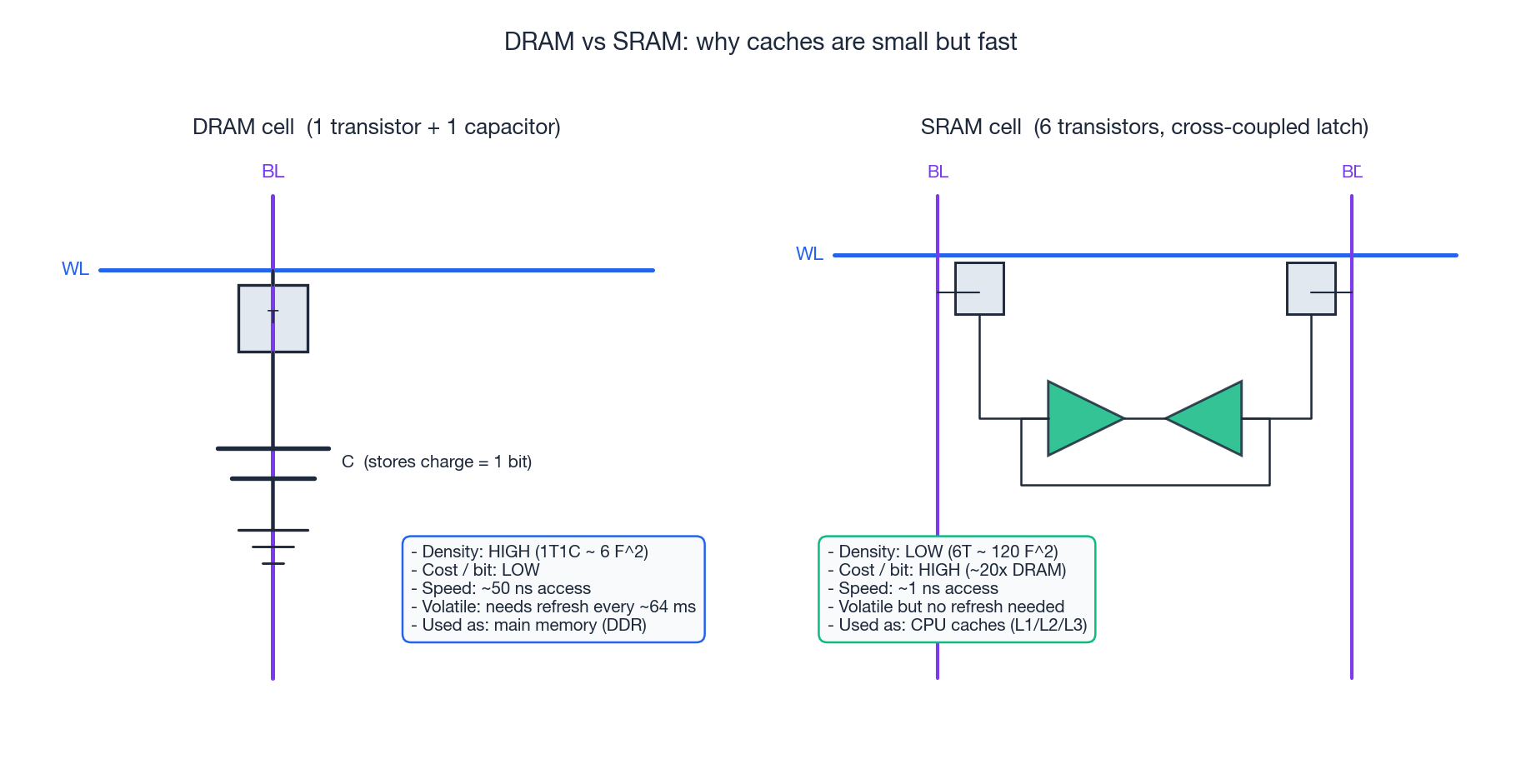 DRAM vs SRAM：缓存为什么很小却很快